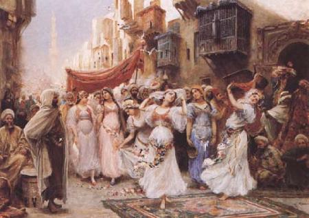 Gaston Saintpierre Chetahate (les danseuses) fete des femmes dans un mariage arabe a Tlemcen (province d'Oran) (mk32) Norge oil painting art
